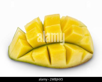 Mango isolated on white. Cubes of mango fruit. Stock Photo