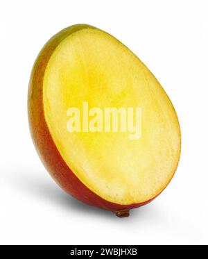 Sliced mango fruit isolated on white background. Stock Photo