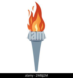 Torch with burning fire in flat design. Vector illustration Stock Vector
