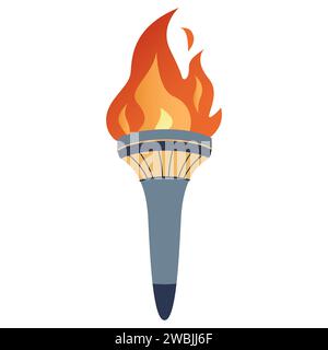 Torch with burning fire in flat design. Vector illustration Stock Vector