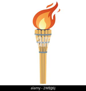 Torch with burning fire in flat design. Vector illustration Stock Vector