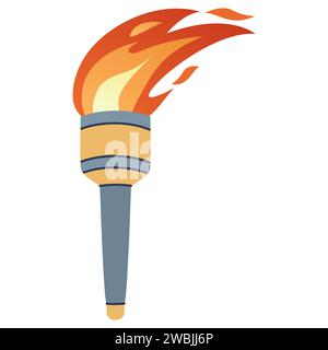 Torch with burning fire in flat design. Vector illustration Stock Vector