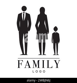 Family Flat Icon Black and White Vector Graphic. Good for logo design. Vector illustration Stock Vector