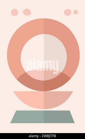 Aesthetic minimalist vertical poster with geometric shapes, hand drawn elements. Boho home decor in minimal nordic style Stock Vector