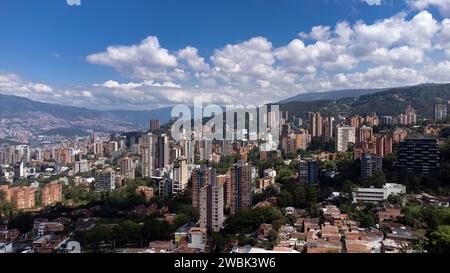 Medellin, Antioquia - Colombia. November 13, 2023. Panoramic of the El Poblado neighborhood, Commune number 14 Stock Photo