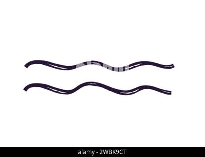 Hand drawn crayon chalk charcoal line arrow. curvy and wavy arrow isolated on white background. squiggle or scribble stroke. Element for diagrams. Vec Stock Vector