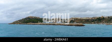 Mgarr, Malta - 18 December, 2023: panorama view of the harbour and port of Mgarr on Gozo Island in Malta Stock Photo