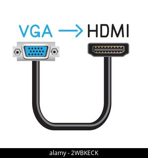 VGA to HDMI hardware interface cable Stock Vector