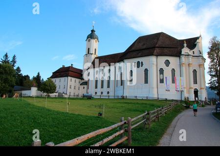 Pilgrimage church to the Scourged Savior on the Wies, Wies, Wieskirche, near Steingaden, Pfaffenwinkel, Upper Bavaria, Bavaria, Germany Stock Photo