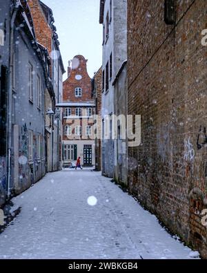 Germany, Schleswig-Holstein, Lübeck, Old Town Lane in winter Stock Photo