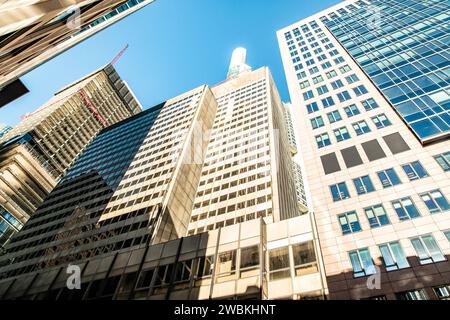 Frankfurt, Germany - Jan 23, 2020: Omniturm Tower and Grosse Gallusstrasse Street at Bankenviertel business district - Frankfurt, Germany Stock Photo