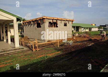 Surinamese justice is building a private detention facility for ex-army leader and former president Desi Bouterse on the grounds of the Dr. FAC Dumontier Military Hospital on the corner of the Abraham Ph. Samson and Flustraat, opposite the Academic Hospital Paramaribo to serve his 20-year sentence that starts Friday, on Thursday, January 11, 2024, Paramaribo, Suriname. ANP Ranu Abhelakh netherlands out - belgium out Stock Photo