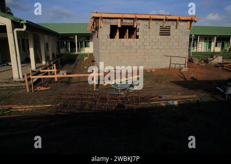 Surinamese justice is building a private detention facility for ex-army leader and former president Desi Bouterse on the grounds of the Dr. FAC Dumontier Military Hospital on the corner of the Abraham Ph. Samson and Flustraat, opposite the Academic Hospital Paramaribo to serve his 20-year sentence that starts Friday, on Thursday, January 11, 2024, Paramaribo, Suriname. ANP Ranu Abhelakh netherlands out - belgium out Stock Photo