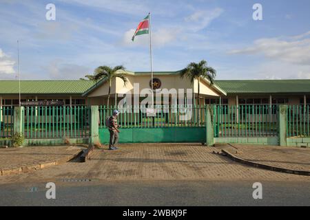 Surinamese justice is building a private detention facility for ex-army leader and former president Desi Bouterse on the grounds of the Dr. FAC Dumontier Military Hospital on the corner of the Abraham Ph. Samson and Flustraat, opposite the Academic Hospital Paramaribo to serve his 20-year sentence that starts Friday, on Thursday, January 11, 2024, Paramaribo, Suriname. ANP Ranu Abhelakh netherlands out - belgium out Stock Photo