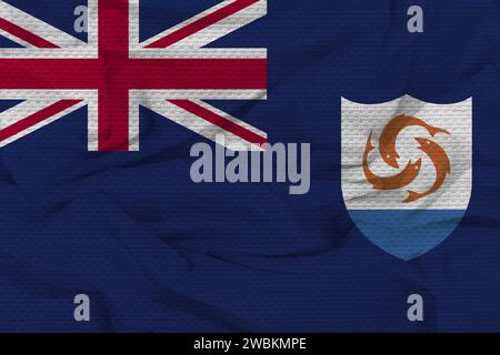 Flag of Anguilla, Fabric flag of Anguilla. Anguilla National Flag, Fabric and Texture Flag Image of Anguilla. Stock Photo