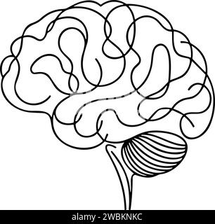 Hand Drawn Brain Icon. minimalism style vector illustration. Stock Vector