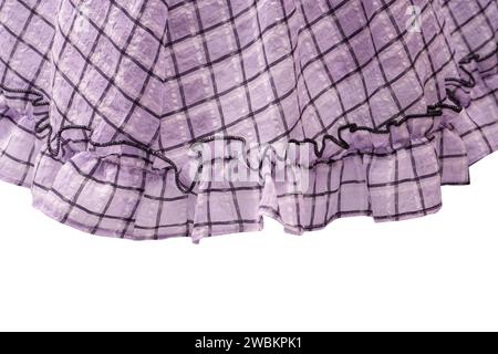 Violet dress frills isolated on a white background. Checkered dress. Stock Photo