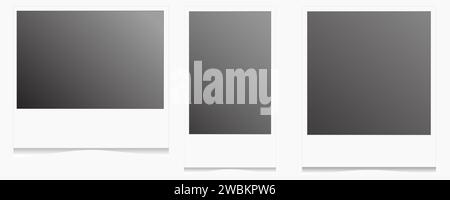 Vintage Polaroid Style Photo frame mockup with empty space to add photos. Stock Vector