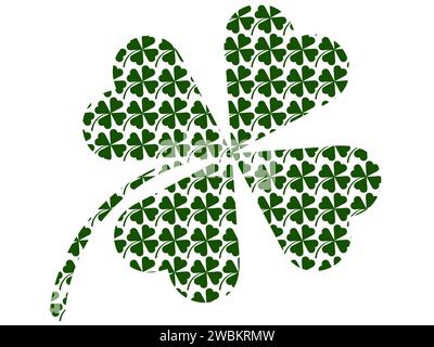 Shamrock outline with a shamrock pattern inside isolated on a white background.  St Patrick's day or Ireland Symbol.  Flat design logo Stock Vector