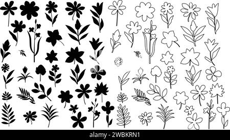 Vector designer elements set collection of forest fern, tropical eucalyptus greenery art foliage natural leaves herbs . Decorative beauty elegant illu Stock Vector