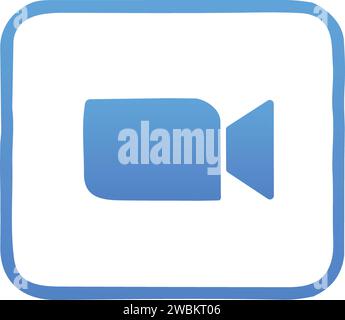 Zoom app logo. Application for video communications with cloud platform for video and audio conferencing, chat, and webinar. Blue Camera Icon. social Stock Vector