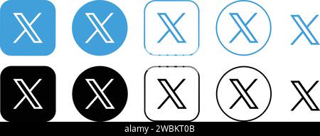 Twitter new x logo set. Twitter icons. Twitter X logo . social media app symbol Vector illustration Stock Vector