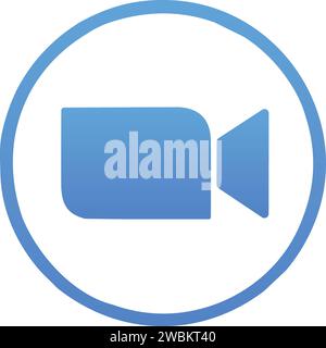 Zoom app logo. Application for video communications with cloud platform for video and audio conferencing, chat, and webinar. Blue Camera Icon. social Stock Vector