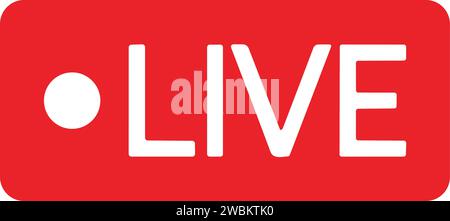 Live streaming icon. Red symbol and button of live streaming, broadcasting, online stream. Lower third template for tv, shows, movie and live performa Stock Vector