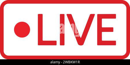 Live streaming icon. Red symbol and button of live streaming, broadcasting, online stream. Lower third template for tv, shows, movie and live performa Stock Vector