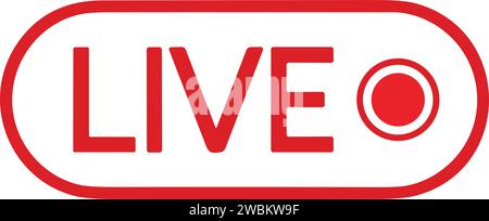 Live streaming icon. Red symbol and button of live streaming, broadcasting, online stream. Lower third template for tv, shows, movie and live performa Stock Vector