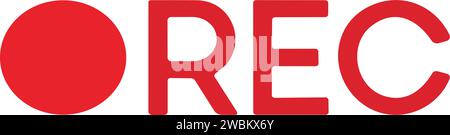 Recording sign icon. Red logo camera video recording symbol, rec icon Stock Vector