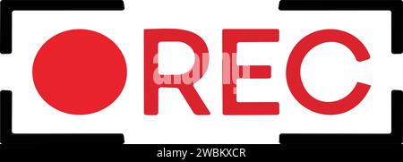 Recording sign icon. Red logo camera video recording symbol, rec icon Stock Vector