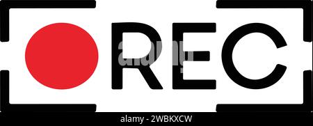 Recording sign icon. Red logo camera video recording symbol, rec icon Stock Vector