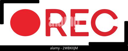 Recording sign icon. Red logo camera video recording symbol, rec icon Stock Vector
