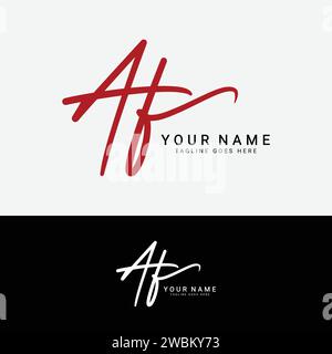 A, F, AF Initial handwriting or handwritten letter logo for identity. Logo with signature, wedding, fashion, floral, botanical and hand drawn in style Stock Vector
