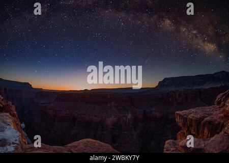 Milky Way over the Colorado River at Toroweap, Grand Canyon National Park, Arizona Stock Photo