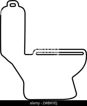 Toilet line icon bowl sanitaryware vector bathroom. Bidet toilet icon Stock Vector