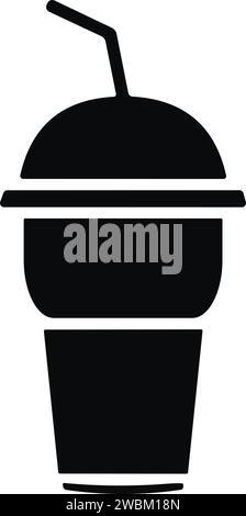 Cold drink glass in flat style. Disposable plastic coffee or tea cup with straw icon vector Stock Vector