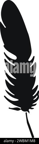 Bird Feather. Feathers vector in a flat style. Pen icon. Black quill feather silhouette. Plumelet Stock Vector