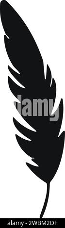 Bird Feather. Feathers vector in a flat style. Pen icon. Black quill feather silhouette. Plumelet Stock Vector