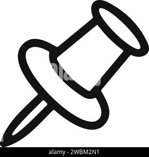 Push pin icon. Thumbtack for note attach . Paperclip symbol. Pushpin line style. A needle for fixing on a board or map stock vector. Stock Vector