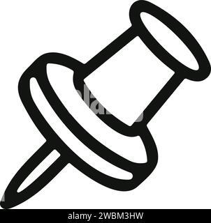 Push pin icon. Thumbtack for note attach . Paperclip symbol. Pushpin line style. A needle for fixing on a board or map stock vector. Stock Vector