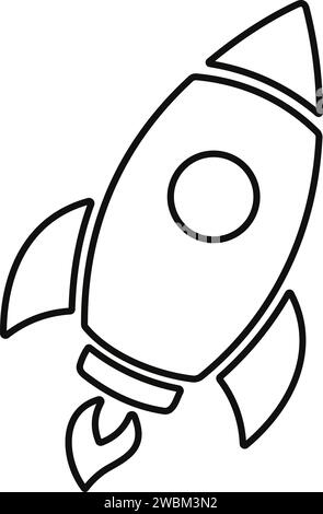Spacecraft Rocket icon. Space ship launch icon. Rocket ship launch concept. Space rocket launch with fire. Rocket simple icon line style stock vector. Stock Vector