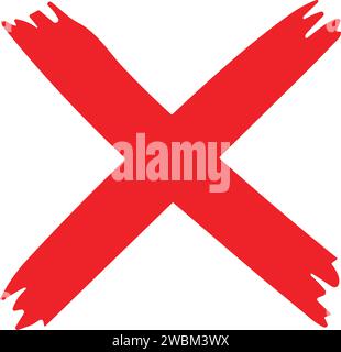 Red cross sign. Wrong mark. Red cross X symbol. Red grunge X icon. Cross brush sign stock vector. Stock Vector