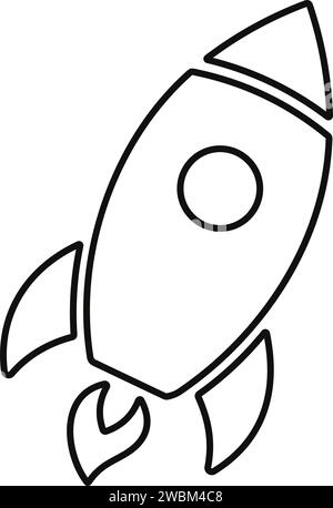 Spacecraft Rocket icon. Space ship launch icon. Rocket ship launch concept. Space rocket launch with fire. Rocket simple icon line style stock vector. Stock Vector