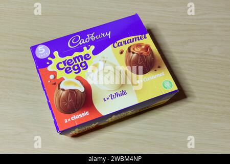 Pack of Cadbury creme eggs, chocolate food snack mini easter eggs Stock Photo