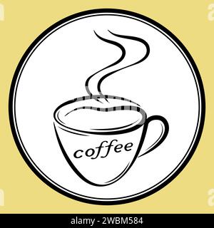 Coffee cup sign banner outline retro style vector design Stock Vector