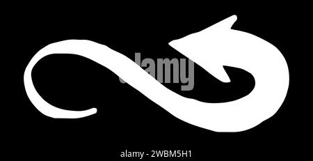 Chalk arrow symbol hand painted with white paint brush in swoosh whimsical style, on black background. Vector illustration Stock Vector