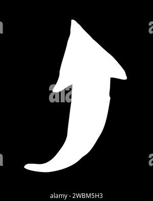 Chalk arrow symbol hand painted with white paint brush in swoosh whimsical style, on black background. Vector illustration Stock Vector