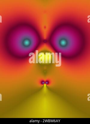 complex fractal image, cute face creature digital art, colourful concept, abstract symmetry artistic colorful geometric art surreal weird nose eyes Stock Photo